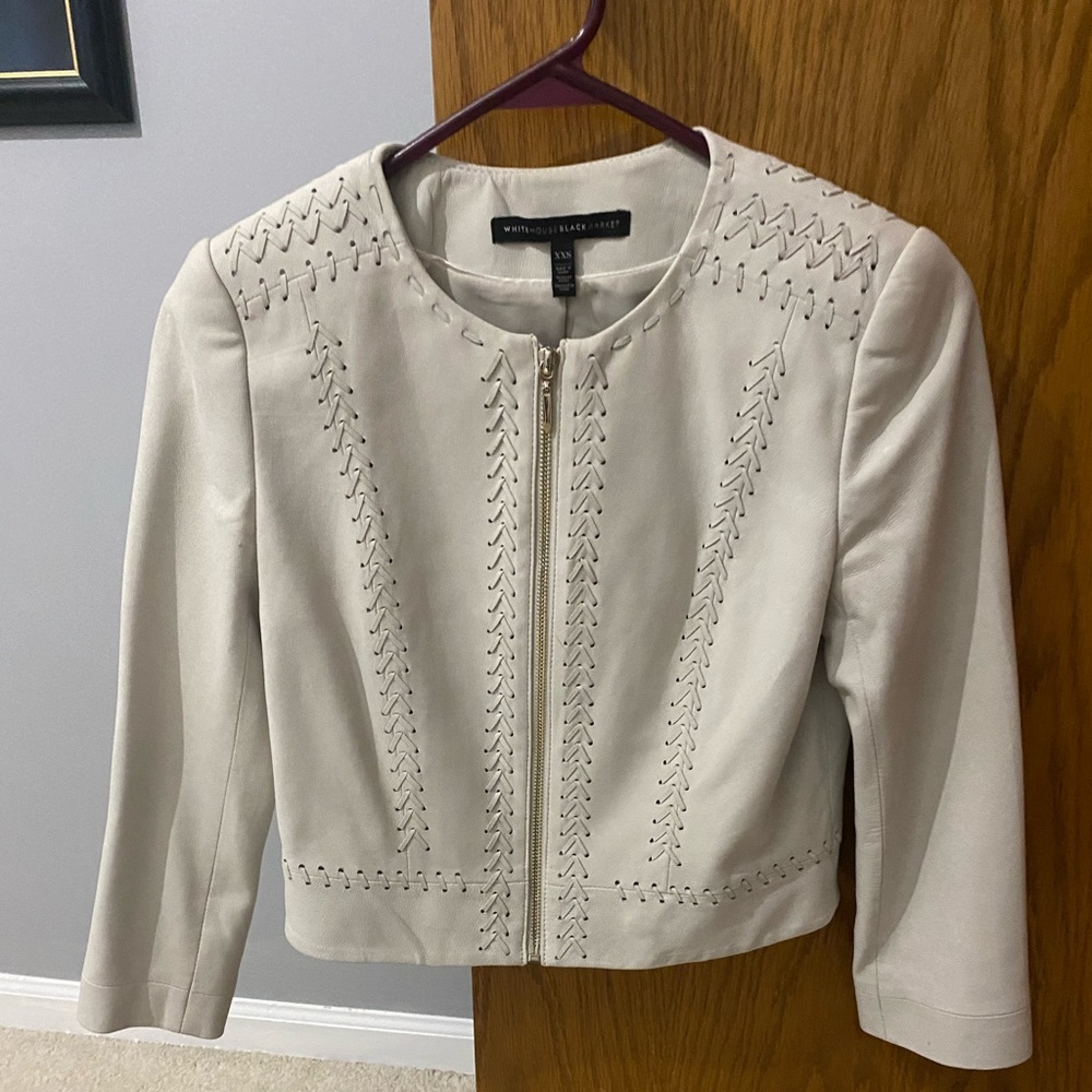 Leather jacket with detail stitching. White House Black Market